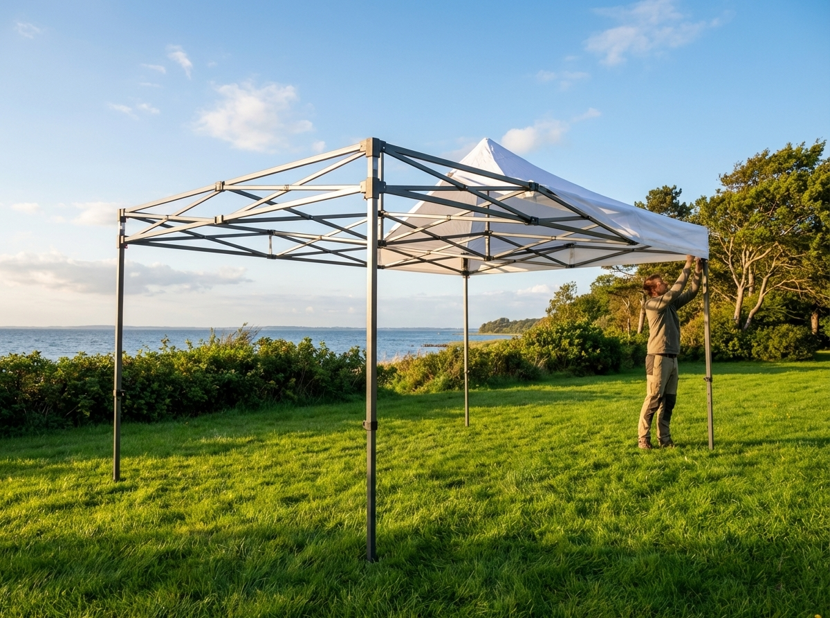 Steel gazebo frame 3x4.5m grey, powder coated for garden and events - view 3