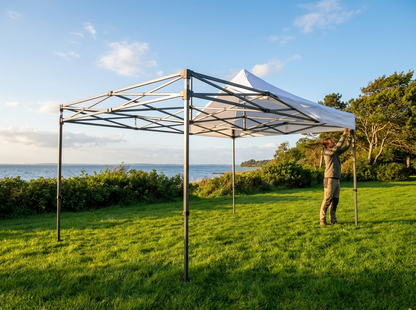 Steel gazebo frame 3x4.5m grey, powder coated for garden and events - view 3