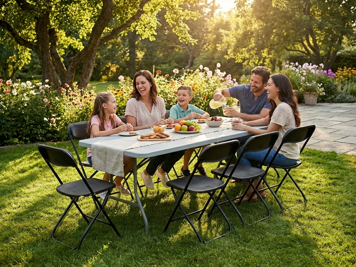 Folding Table and Chairs Set 180 cm for Indoor and Outdoor Use - product detail