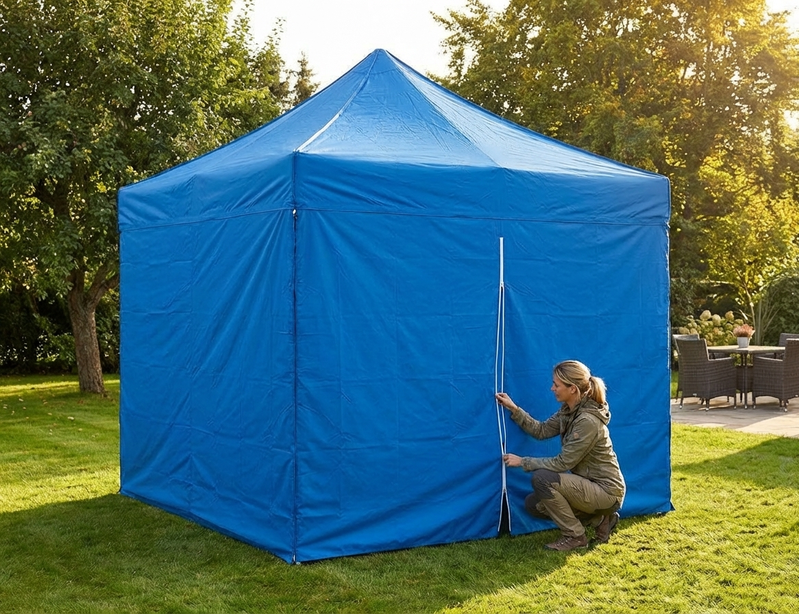 Blue gazebo sidewall kit for outdoor events, 3x3 m