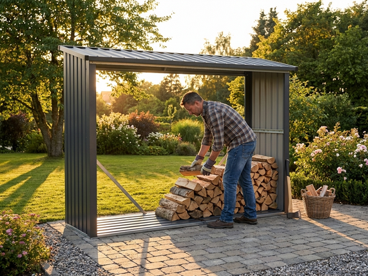 Metal storage shed in anthracite colour, zinc coated steel construction for outdoor use - product detail