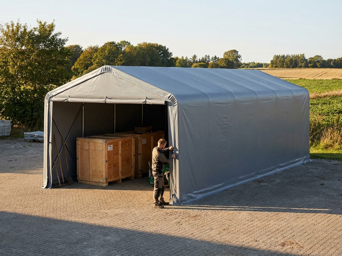 PVC Roof Cover 5x10 m Grey for Storage Shelters - view 3