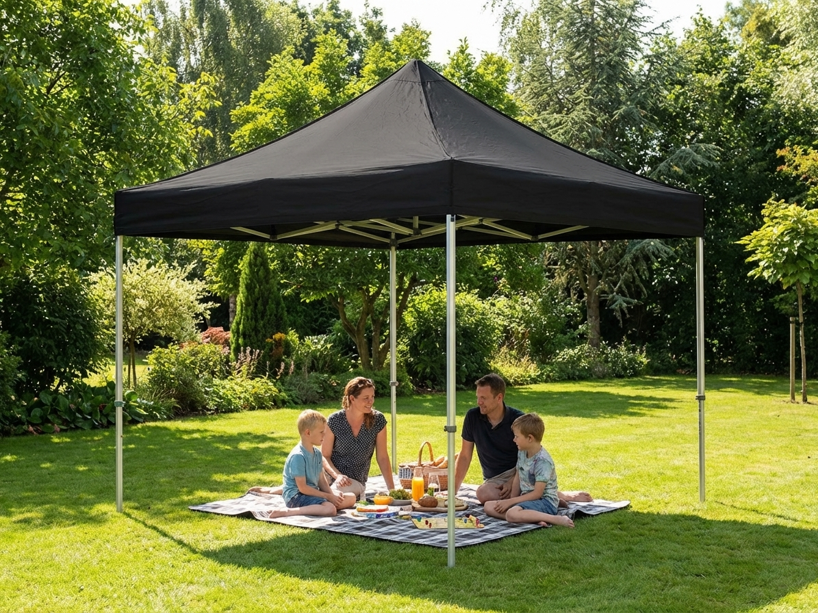 Black 3x3m outdoor gazebo with flame retardant steel frame
