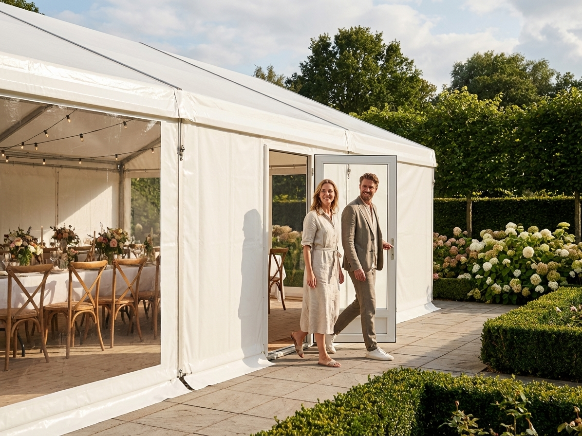 White PVC Endwall for Outdoor Use, 3x6m - view 3
