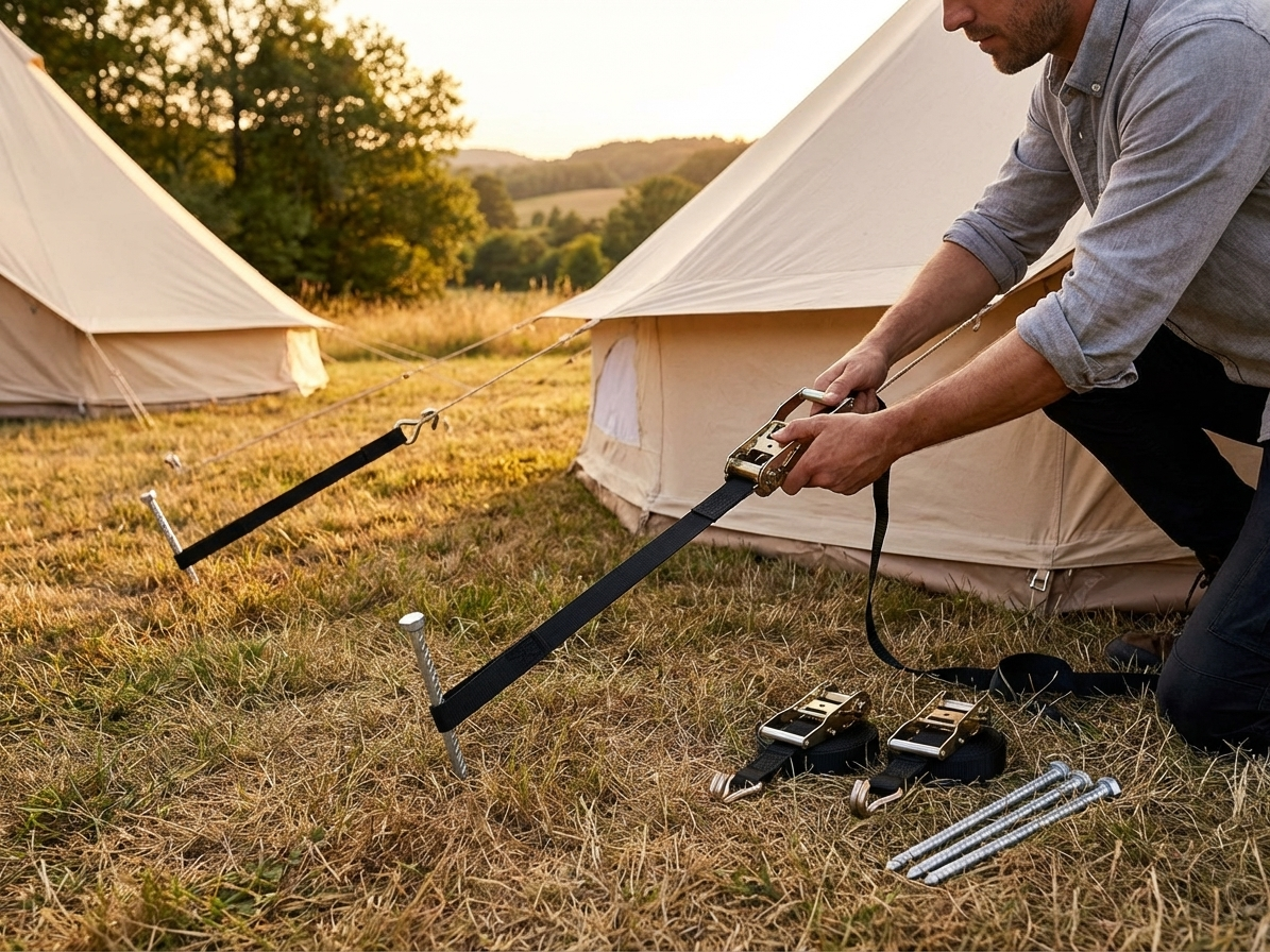 High-strength steel storm pegs and straps for outdoor events - view 3