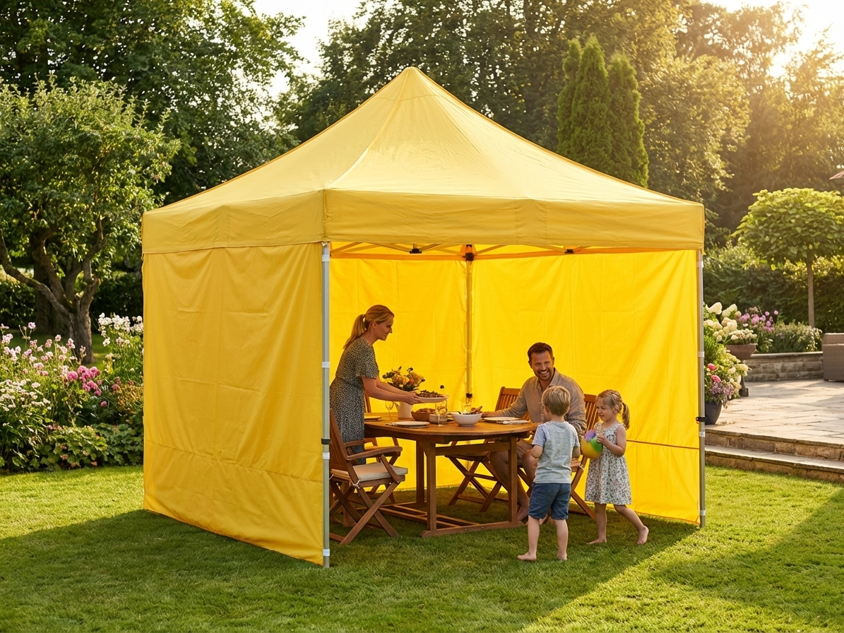 Yellow pop-up gazebo with aluminium frame for outdoor use - view 3