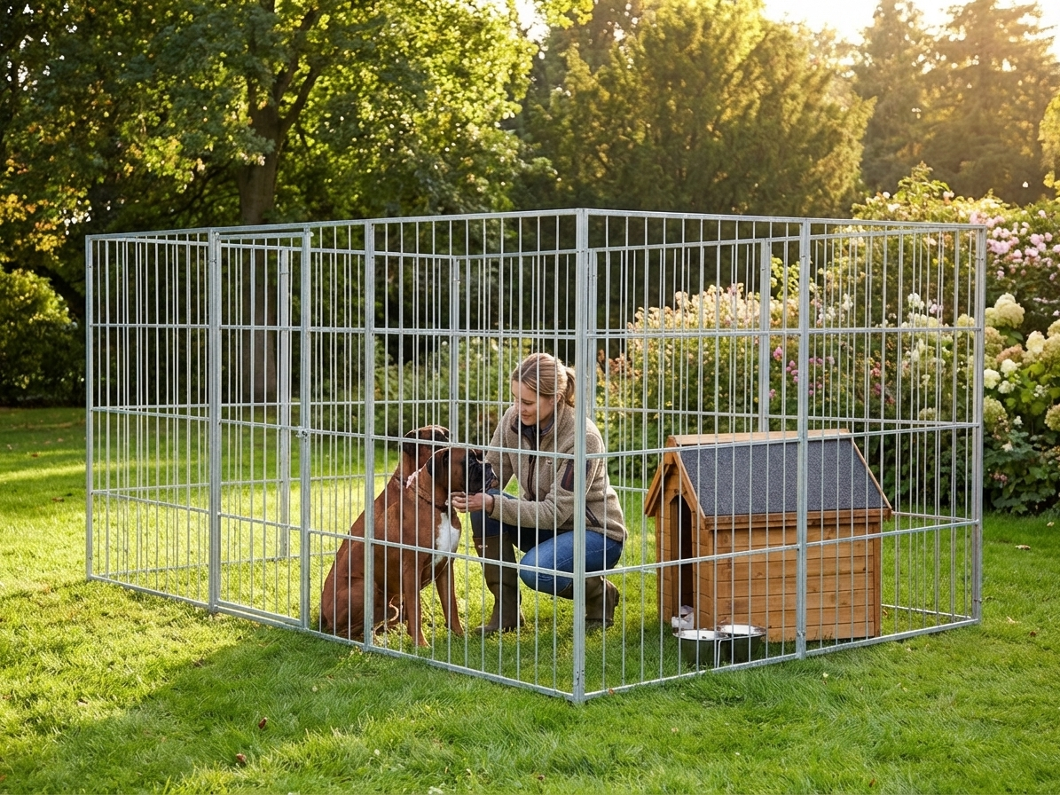 Steel dog run kennel 2.4x2.4m aluminium outdoor - product detail
