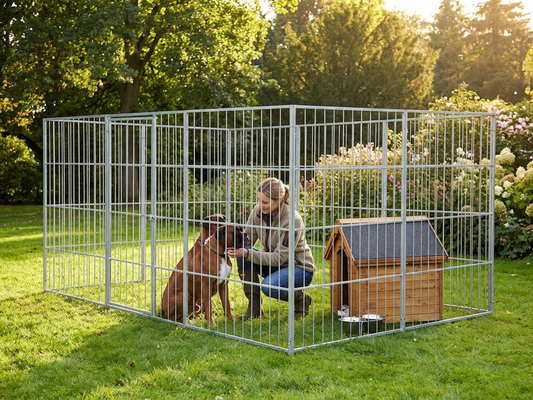 Steel dog run kennel 2.4x2.4m aluminium outdoor - product detail