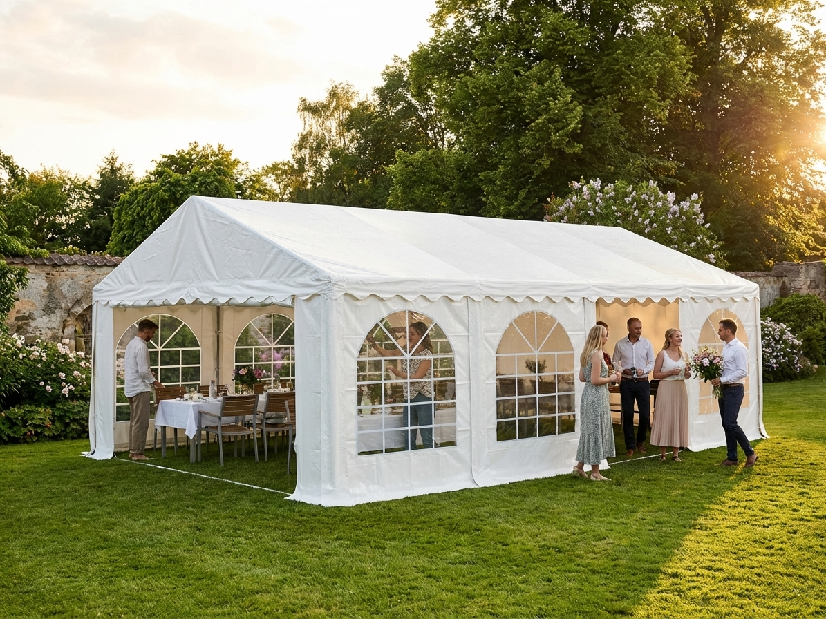 White PVC marquee with galvanised steel frame for events and parties - view 3