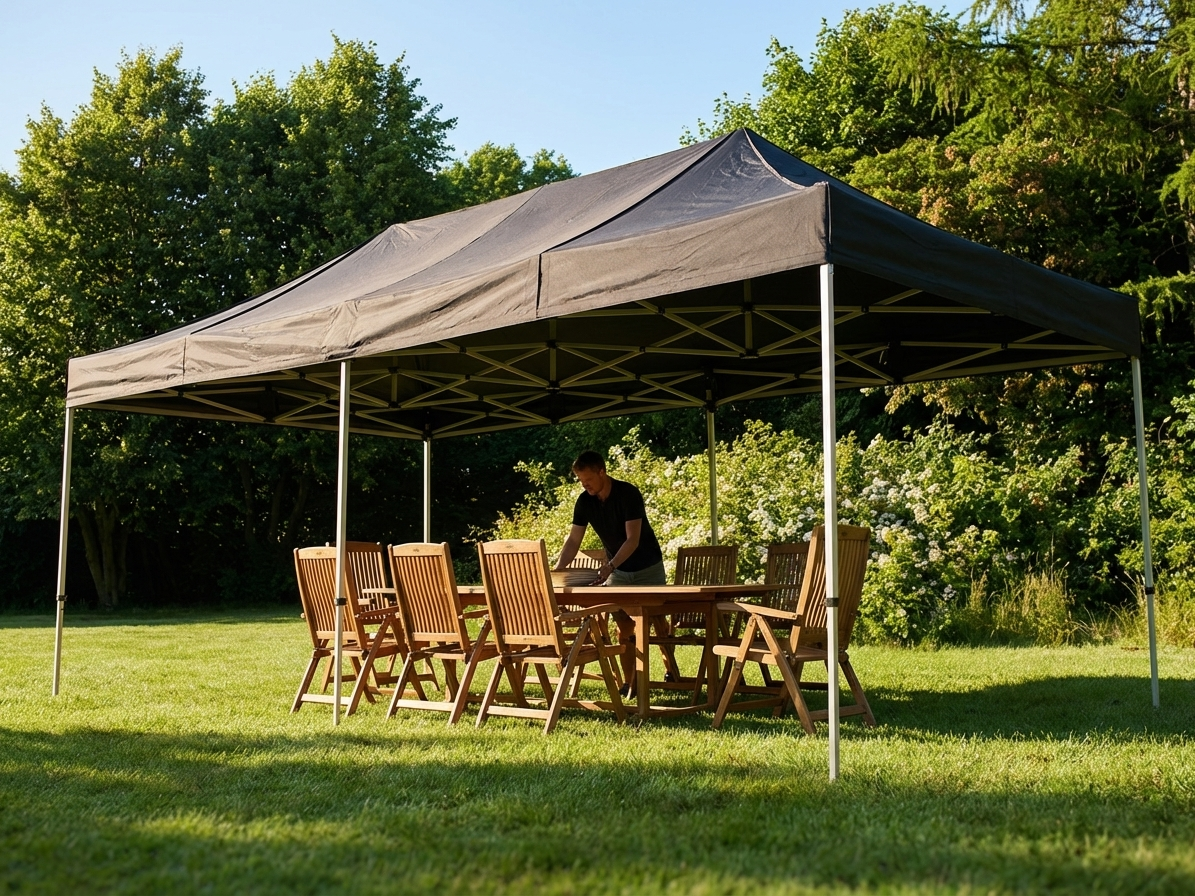 Pop Up Gazebo 3x6 m Black Flame Retardant