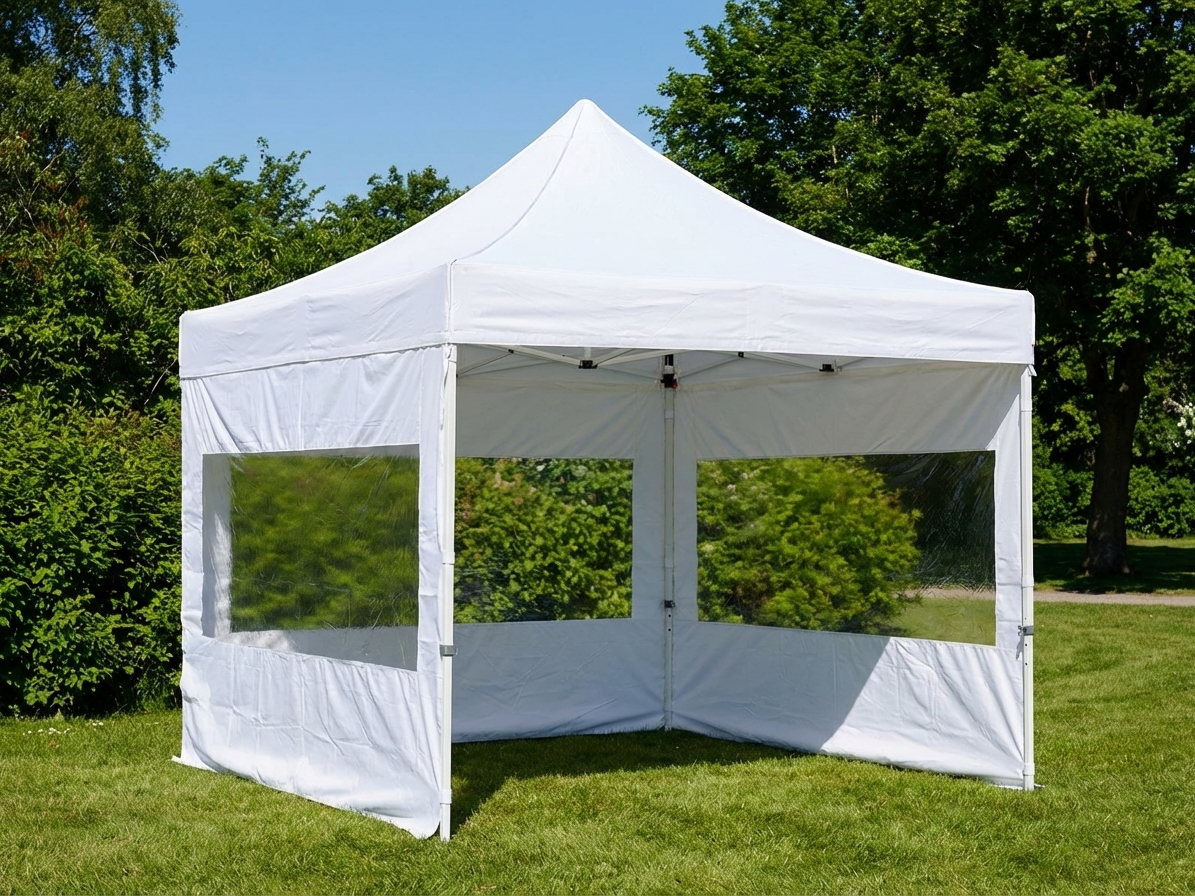 Pop up gazebo in white with steel frame for outdoor events