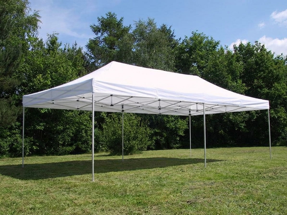 White pop-up gazebo 4x8m, flame-retardant polyester for outdoor events