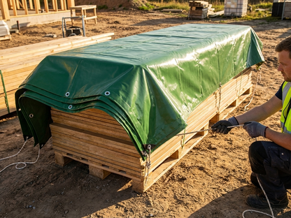Green PVC tarpaulin 6x12 m for outdoor use - view 3