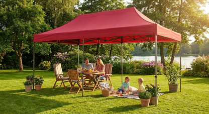 Red pop up gazebo with steel frame for outdoor events - view 3