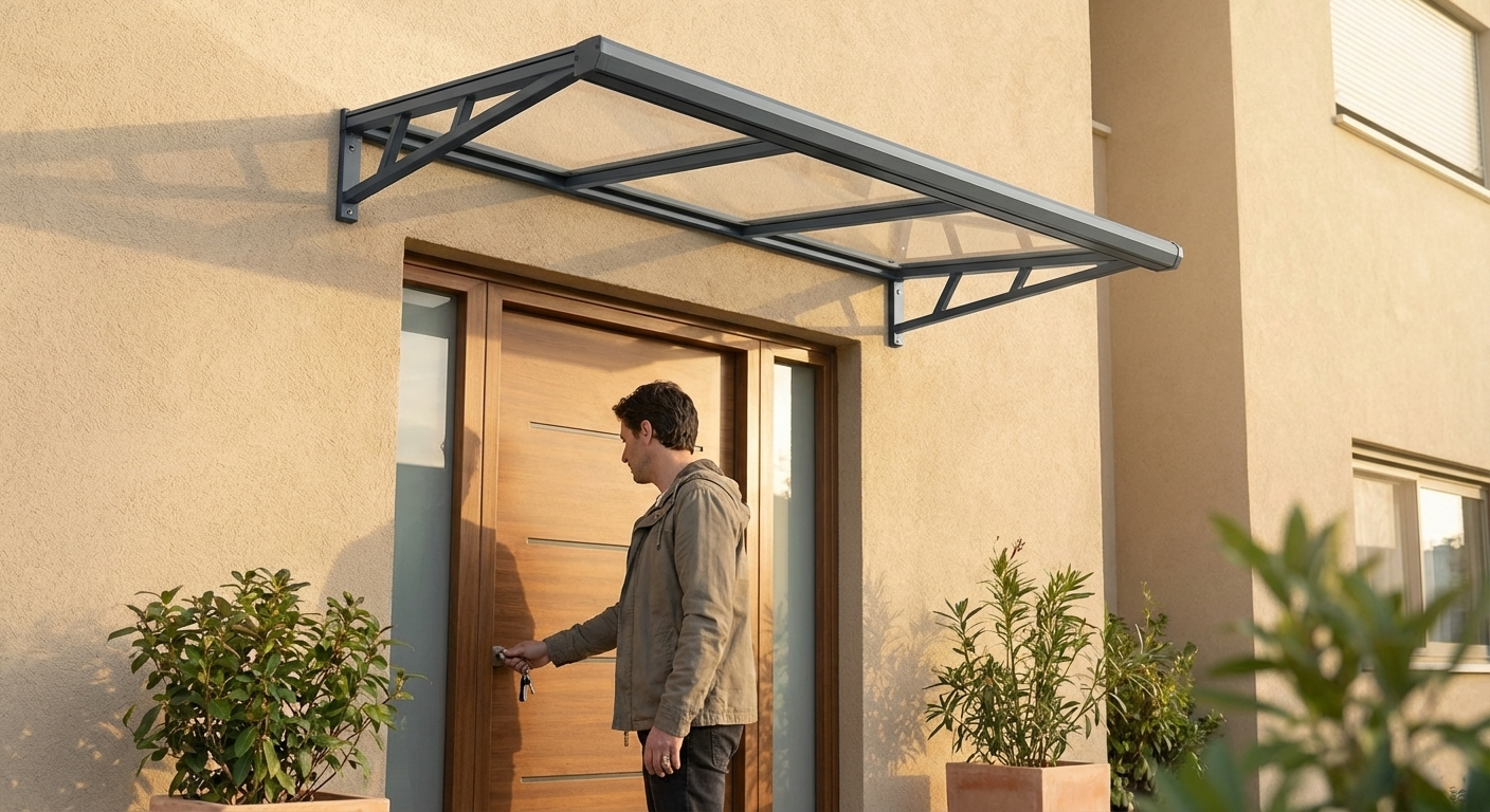 Acrylic canopy with dark grey aluminium frame