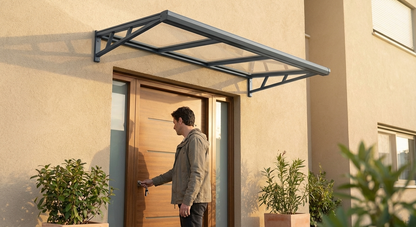 Acrylic canopy with dark grey aluminium frame