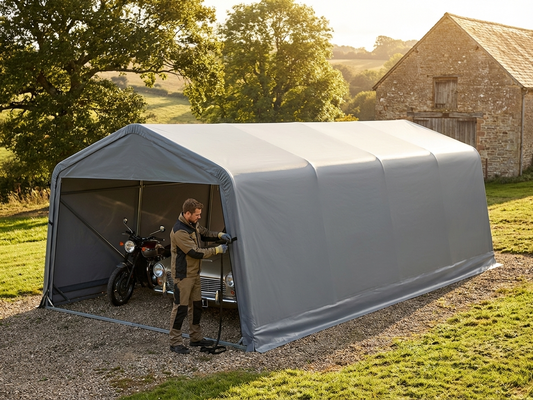 Grey portable garage roof cover made from polyethylene - product detail