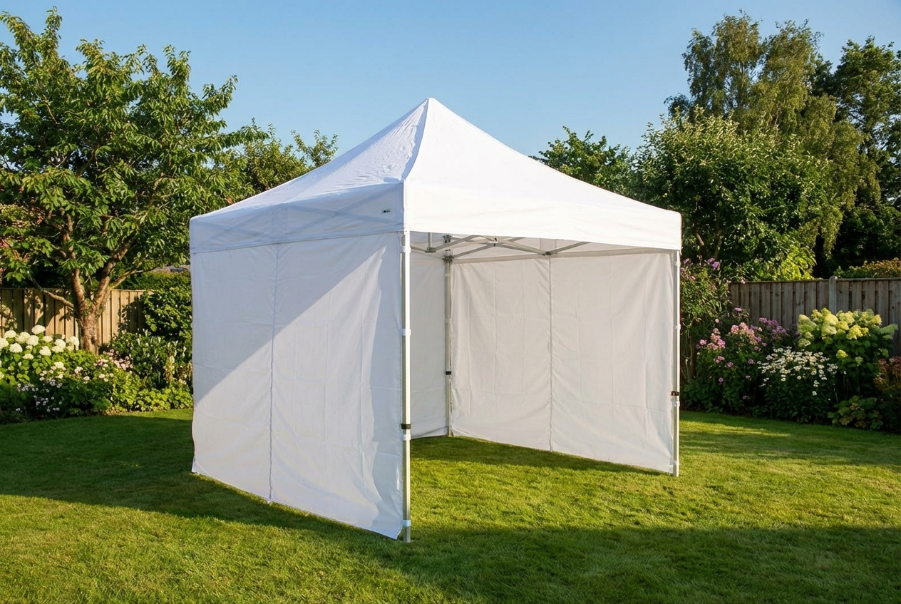 White pop-up gazebo for outdoor events with aluminium frame