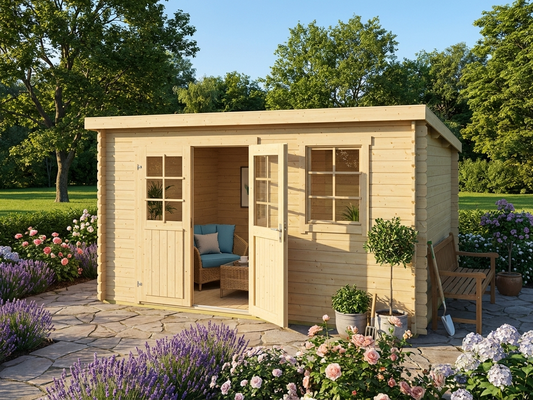 Natural wooden shed made from Nordic Spruce