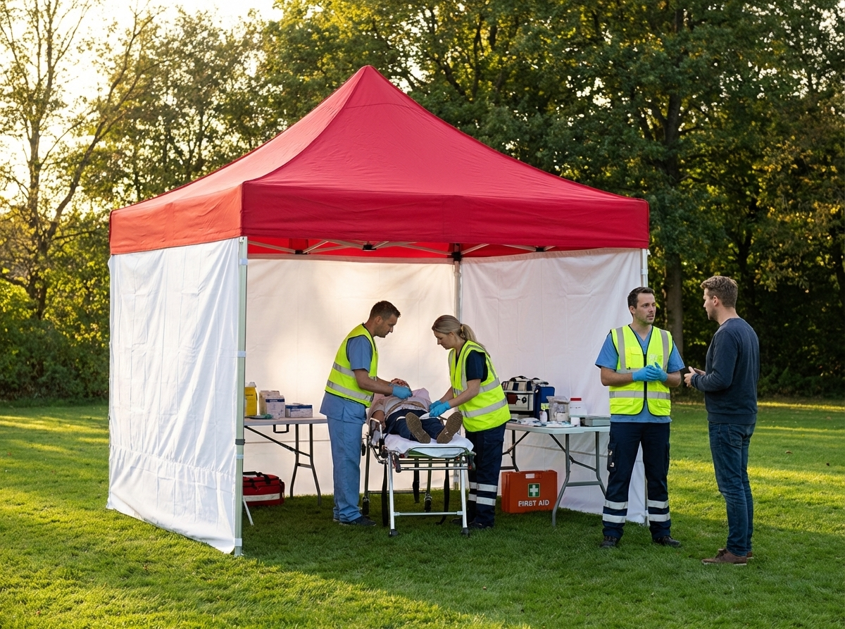 Pop Up Gazebo 3x3m Red/White for Emergency Use - view 3