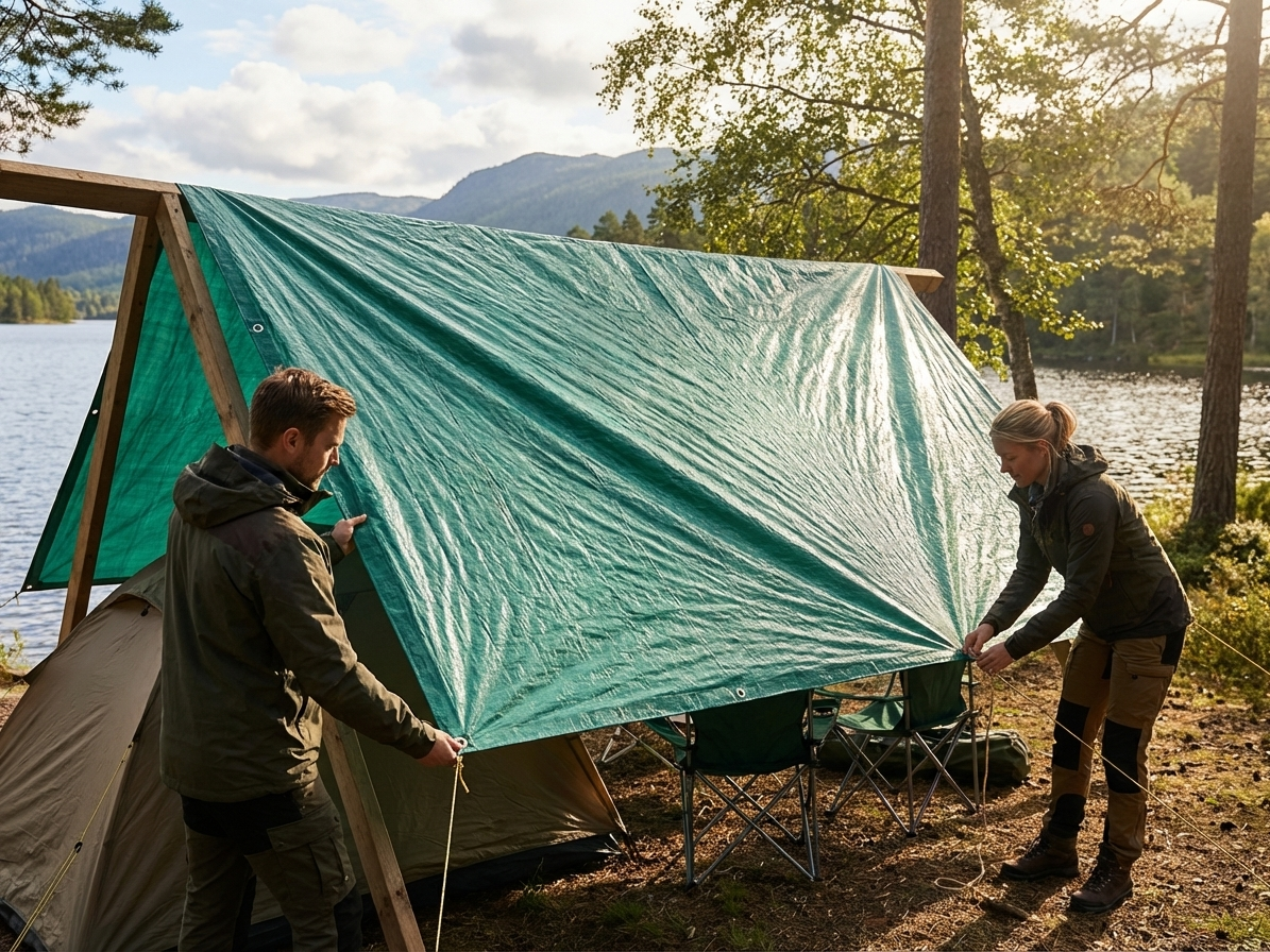 Green tarpaulin 10x20 m for outdoor use, PE material