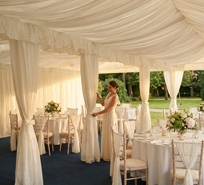 White marquee lining and leg curtain pack for 5x8 m marquee