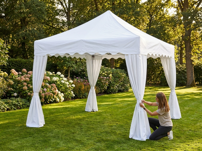 White curtain sidewalls for event tents made from polyester with PVC backing - product detail