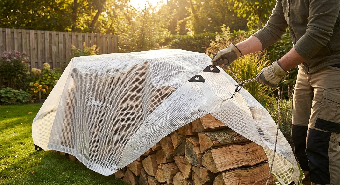 Clear tarpaulin 10x14m reinforced PE for outdoor use - product detail