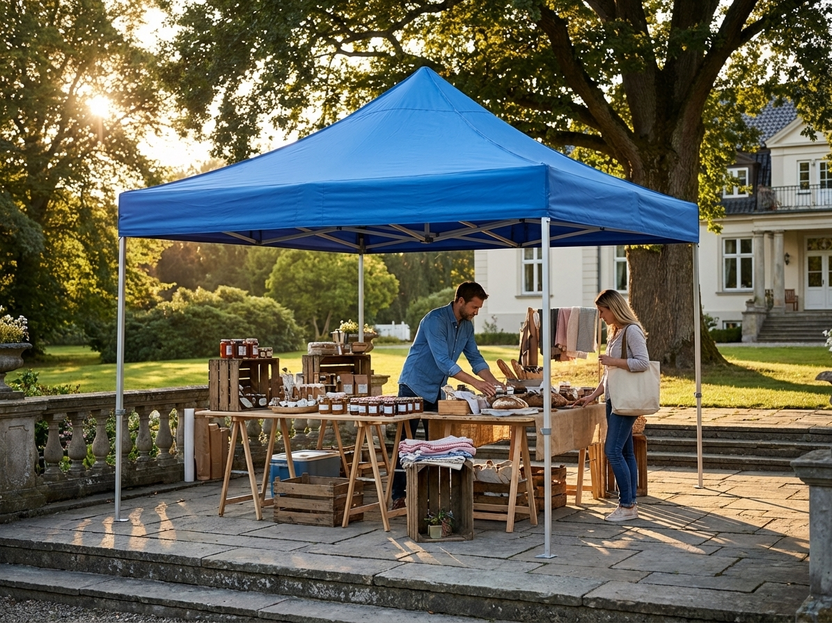 Blue pop up gazebo with aluminium frame, 4x4 m size for outdoor use - product detail