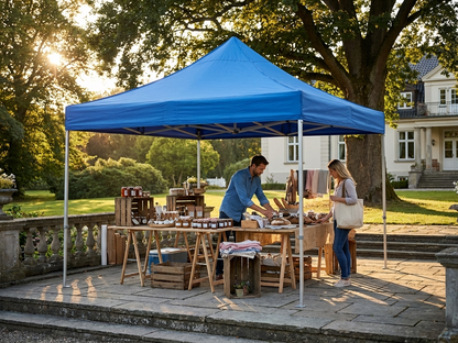 Blue pop up gazebo with aluminium frame, 4x4 m size for outdoor use - product detail