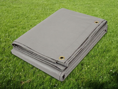 Durable PVC tarpaulin, grey, 3.7x8.6 m for ground cover