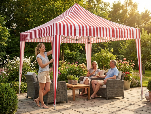 Gazebo Roof Cover 3x3m White/Red for Outdoor Use