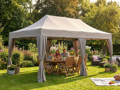 Latte coloured pop up gazebo with aluminium frame for outdoor use