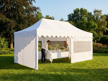 White pop-up gazebo with steel frame, ideal for outdoor events - view 3
