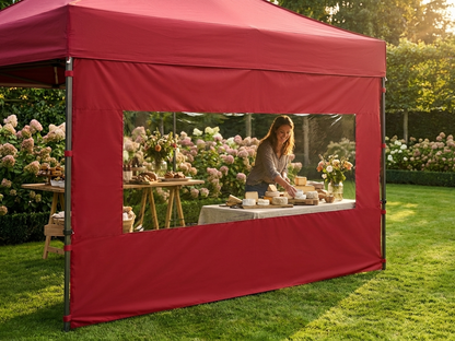 Red sidewall with panorama window for event shelter, 3m