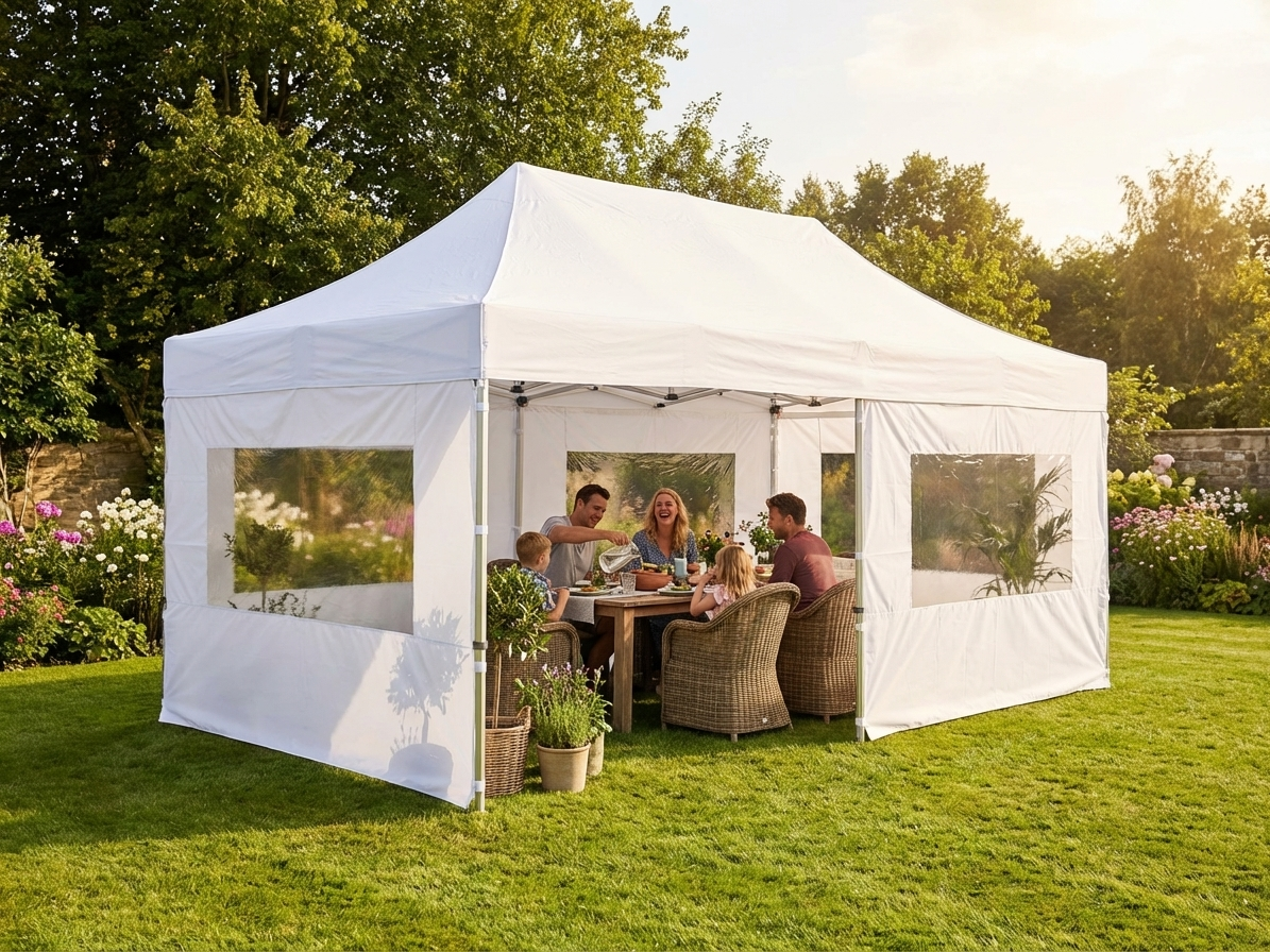 Pop-up gazebo 3x6m white with steel frame - product detail