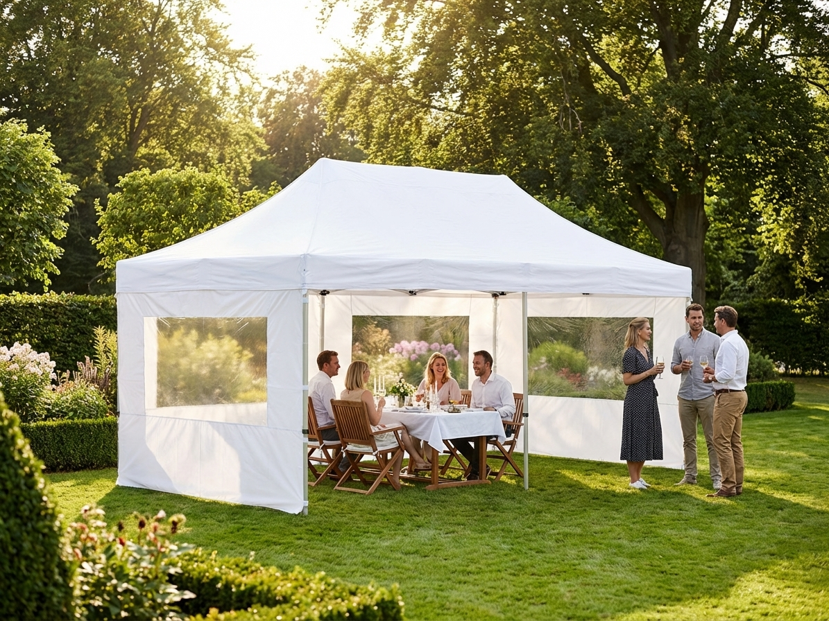 White pop-up gazebo 3x6m with flame retardant features - view 3