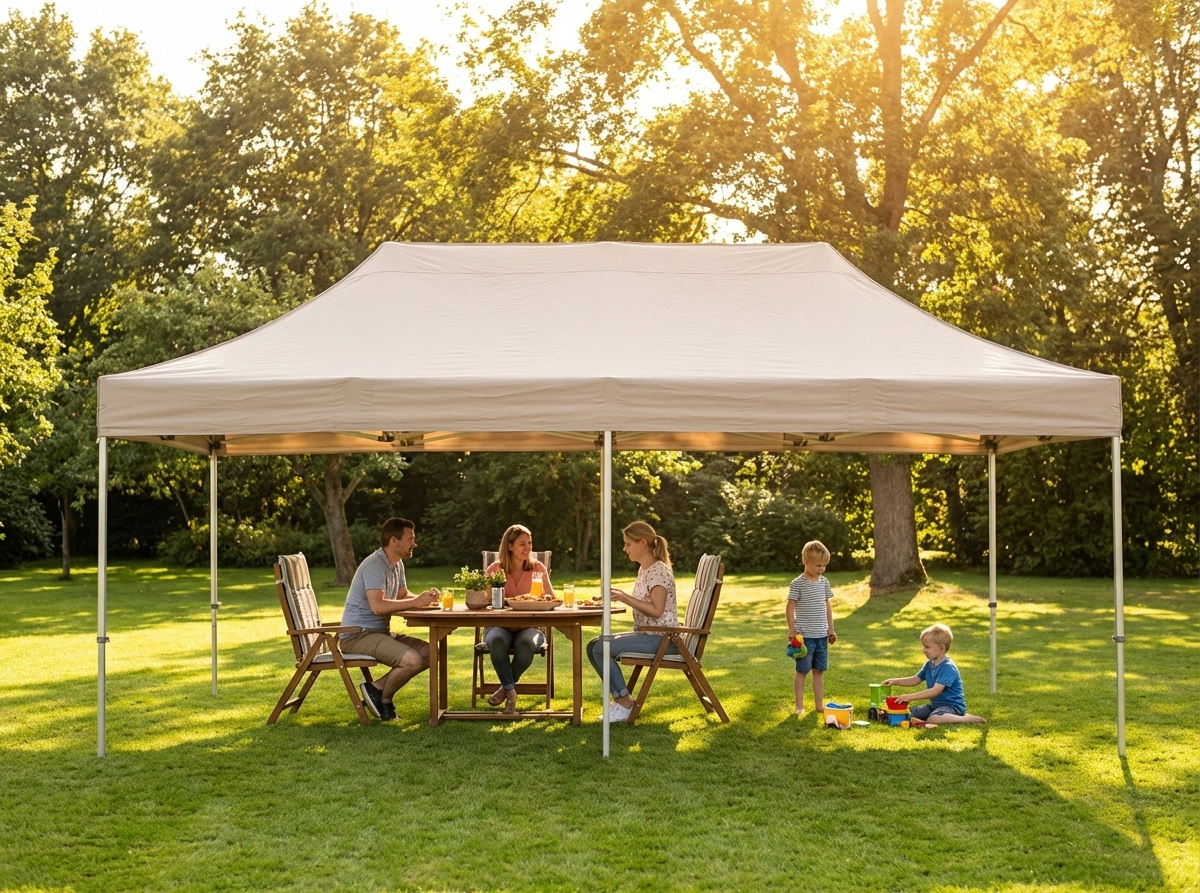 Pop up gazebo 3x6 m latte with steel frame for outdoor events - view 3