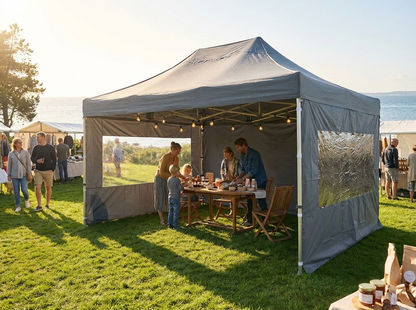 Pop up gazebo 4x8 m in grey with aluminium frame for outdoor use - view 3