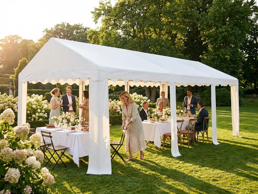 White marquee roof cover, polyethylene, 4x8 meters