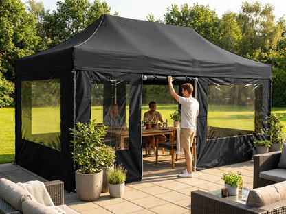 Black gazebo sidewall kit 4x6 m for outdoor events - view 3