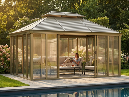 Brass Gazebo with Aluminium Frame and Polycarbonate Sidewalls - view 3