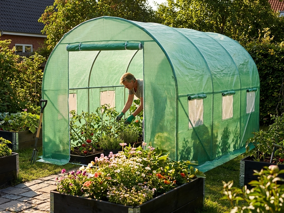Green polytunnel greenhouse cover, 2x3x2m, polyethylene material