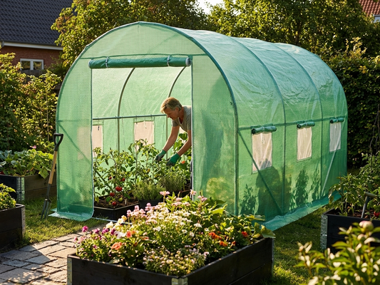 Green polytunnel greenhouse cover, 2x3x2m, polyethylene material