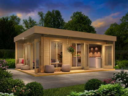 Wooden cabin made from Nordic Spruce in natural finish