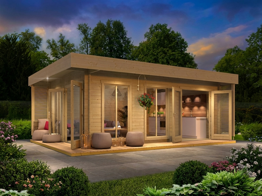 Wooden cabin made from Nordic Spruce in natural finish