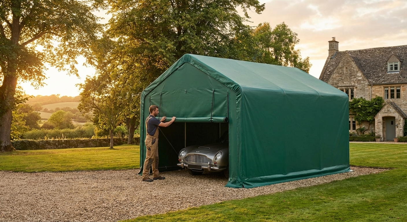 Green PVC Portable Garage Roof Cover for Outdoor Use