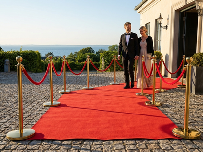 Red carpet runner with deco felt and anti-slip backing