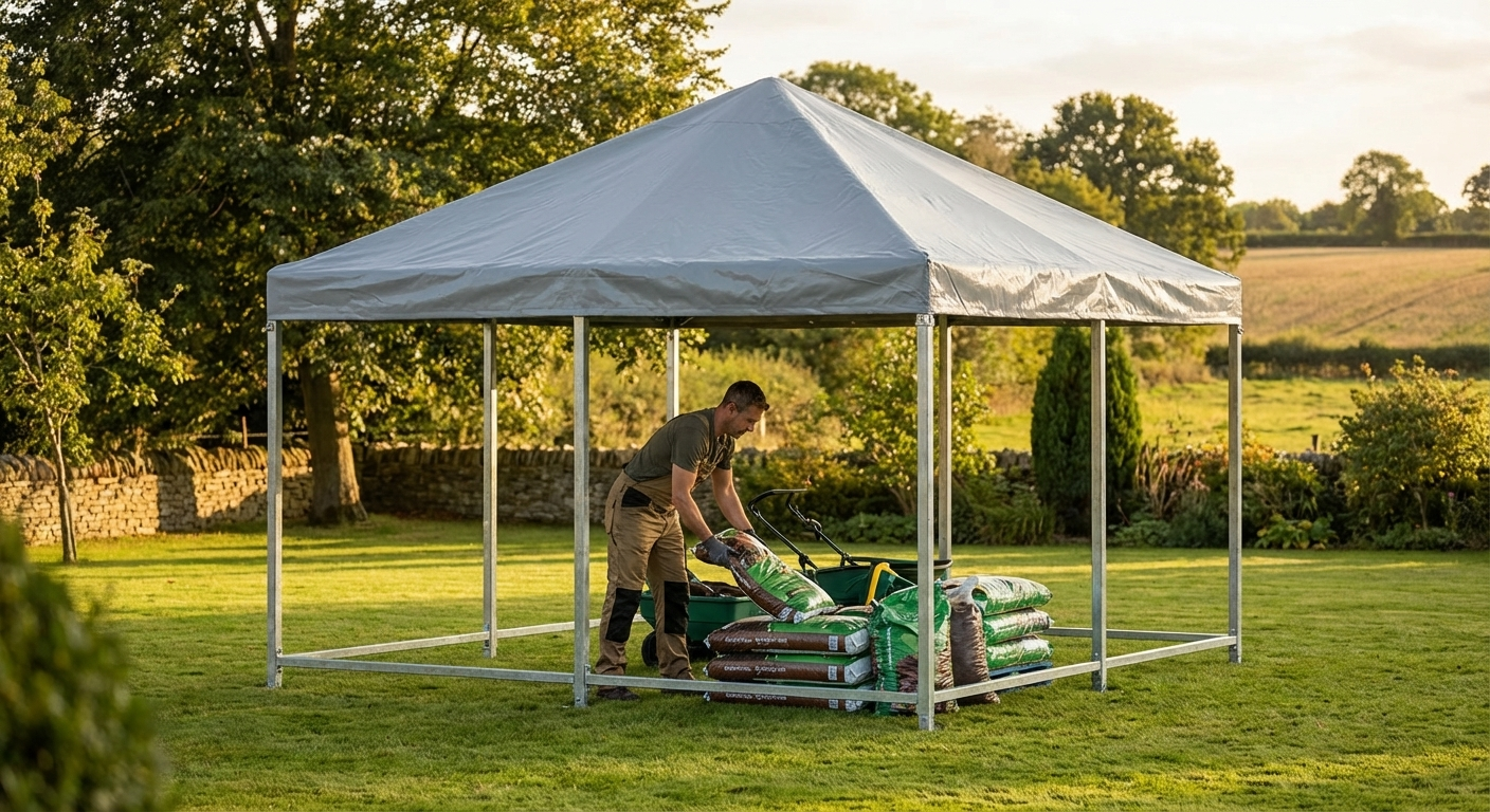 PVC roof cover for storage shelter, 4x4 m grey