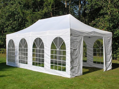 White pop up gazebo with steel frame, outdoor event shelter - product detail